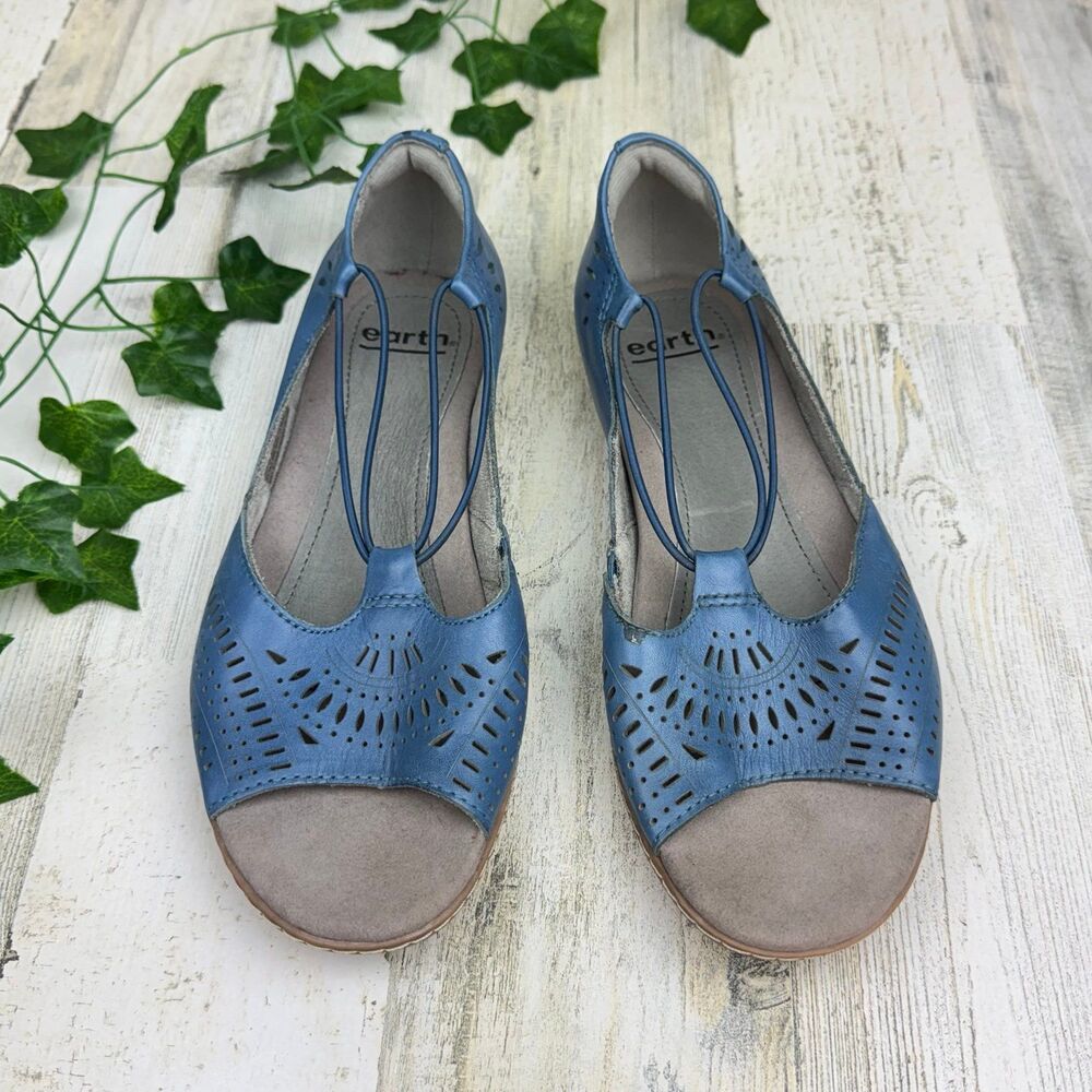 Earth Camelia Nauset Leather Slip On  Sandals Blue Size 7.5 - Picture 2 of 6